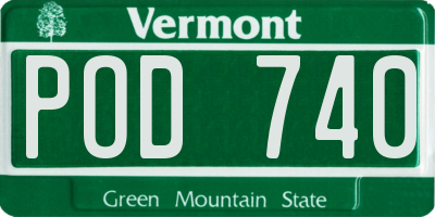 VT license plate POD740