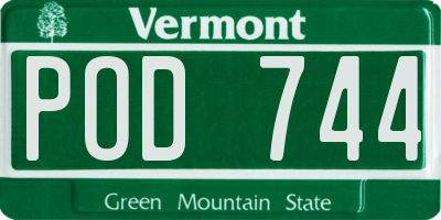 VT license plate POD744