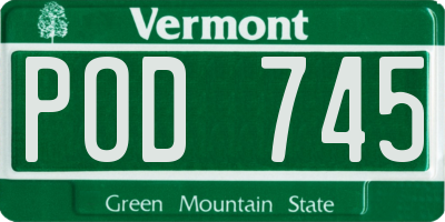 VT license plate POD745