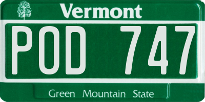 VT license plate POD747