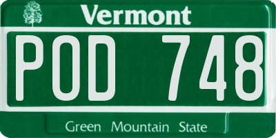 VT license plate POD748