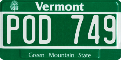 VT license plate POD749