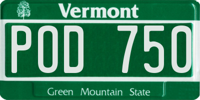 VT license plate POD750