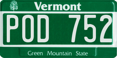 VT license plate POD752