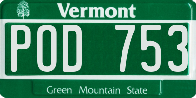 VT license plate POD753