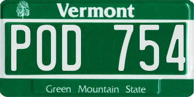 VT license plate POD754