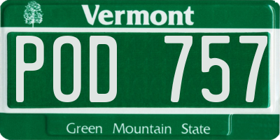 VT license plate POD757
