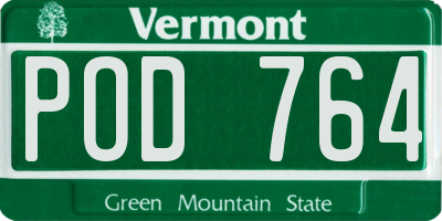 VT license plate POD764