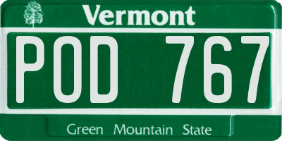 VT license plate POD767