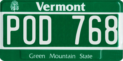 VT license plate POD768