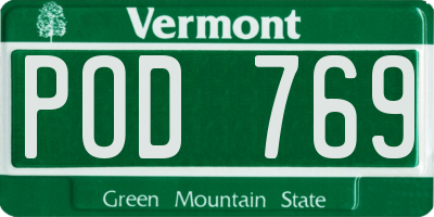 VT license plate POD769