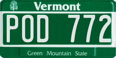 VT license plate POD772