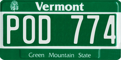 VT license plate POD774