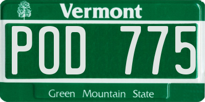 VT license plate POD775