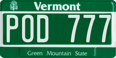 VT license plate POD777