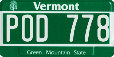 VT license plate POD778