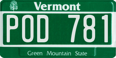 VT license plate POD781