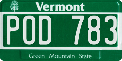 VT license plate POD783