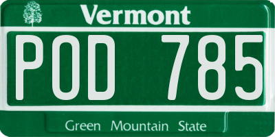 VT license plate POD785