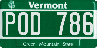 VT license plate POD786