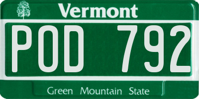 VT license plate POD792