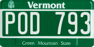 VT license plate POD793