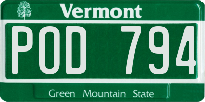 VT license plate POD794