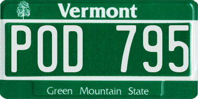 VT license plate POD795
