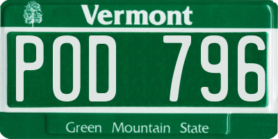 VT license plate POD796