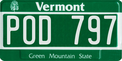 VT license plate POD797