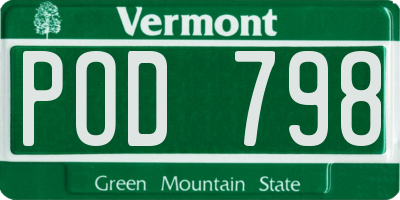 VT license plate POD798