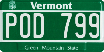 VT license plate POD799