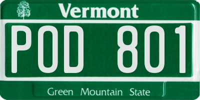 VT license plate POD801