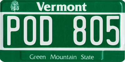 VT license plate POD805