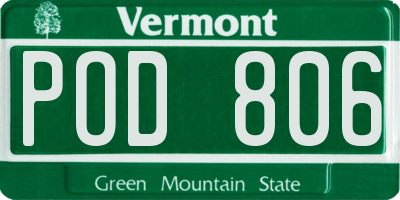 VT license plate POD806