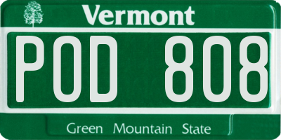 VT license plate POD808