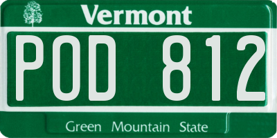 VT license plate POD812