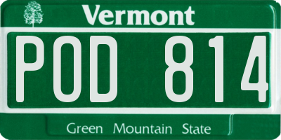 VT license plate POD814