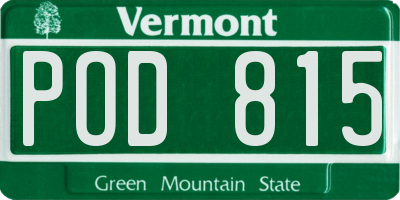 VT license plate POD815