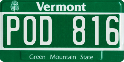 VT license plate POD816