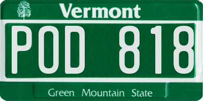 VT license plate POD818