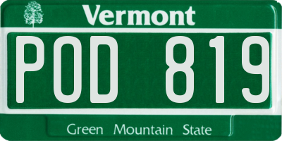 VT license plate POD819