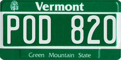 VT license plate POD820