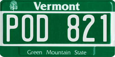 VT license plate POD821