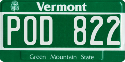 VT license plate POD822