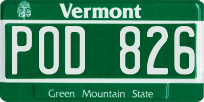 VT license plate POD826