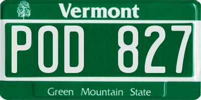VT license plate POD827