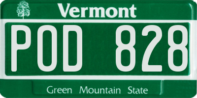 VT license plate POD828