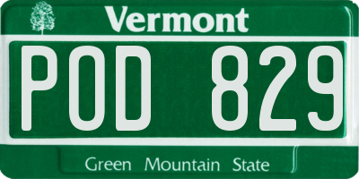VT license plate POD829