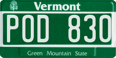 VT license plate POD830